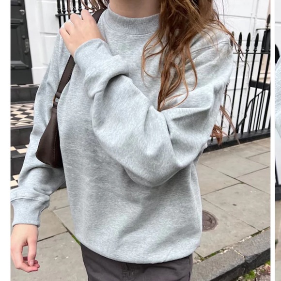 Brandy Melville Tops - Women’s Brandy Melville Erica Oversized Gray Basic Crewneck Sweatshirt OS